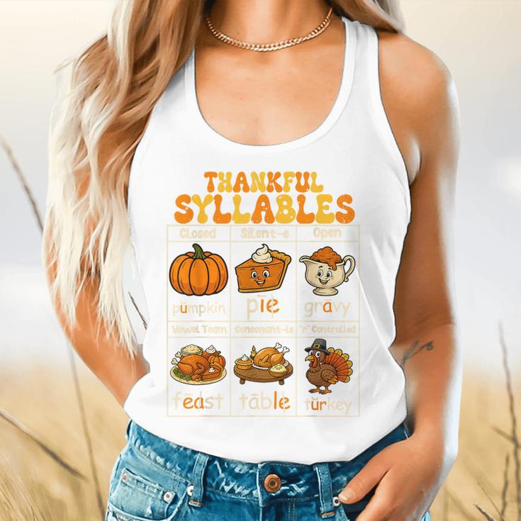 Thankful Syllables Teacher Thanksgiving Educational Kids Flowy Tank, gift for family, gift for coworker Thankful Syllables Teacher Thanksgiving Educational Kids Flowy Tank, gift for family, gift for coworker