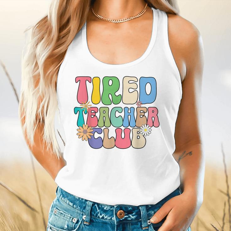 Tired Teachers Club Groovy Teachers Back To School Flowy Tank, gift for family, gift for coworker Tired Teachers Club Groovy Teachers Back To School Flowy Tank, gift for family, gift for coworker