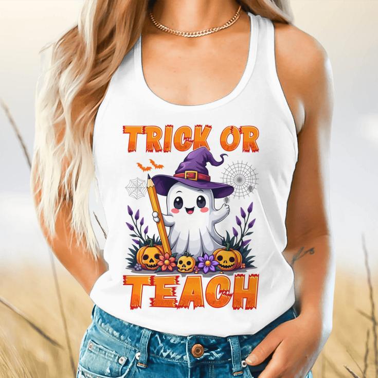 Trick Or Teach Teacher Halloween Ghost Pencil Floral Flowy Tank, gift for family, gift for coworker Trick Or Teach Teacher Halloween Ghost Pencil Floral Flowy Tank, gift for family, gift for coworker