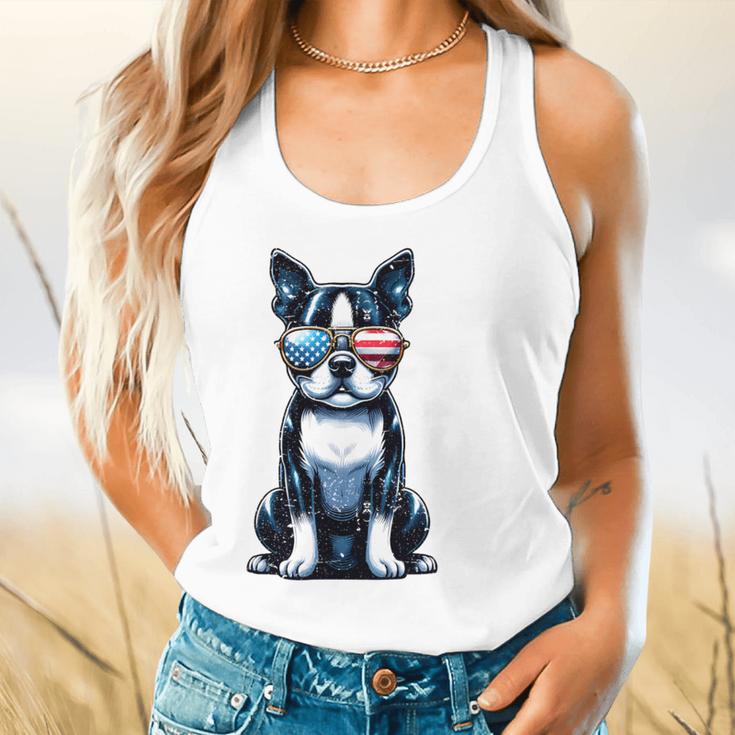 USA Flag Boston Terrier Best Dog Mom Ever 2025 Flowy Tank, gift for family, gift for coworker