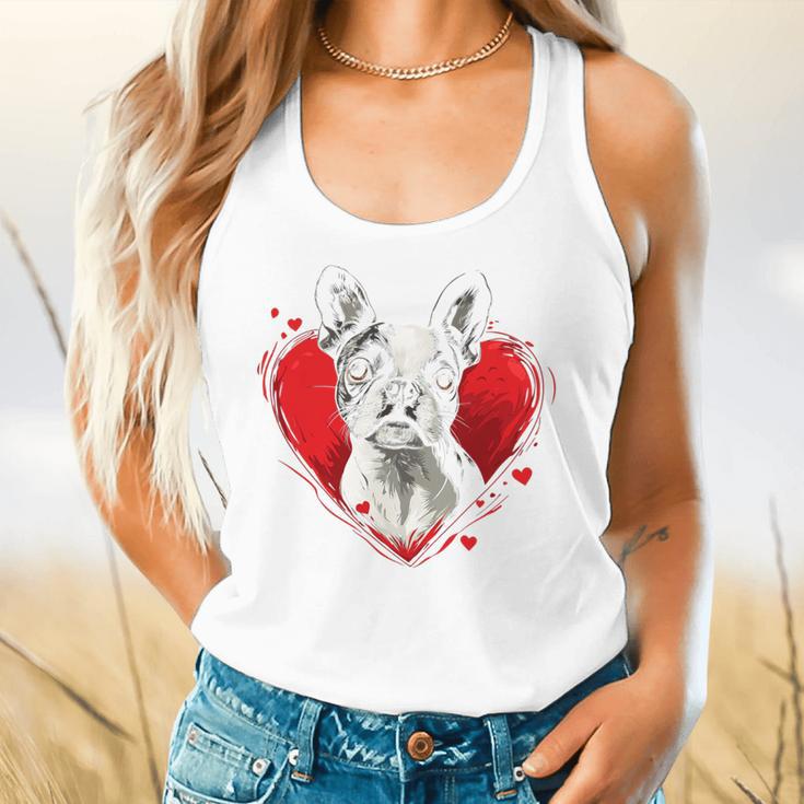Valentine's Day Boston Terrier Dog Flowy Tank, gift for family, gift for coworker