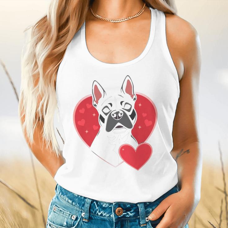 Valentine's Day Boston Terrier Flowy Tank, gift for family, gift for coworker