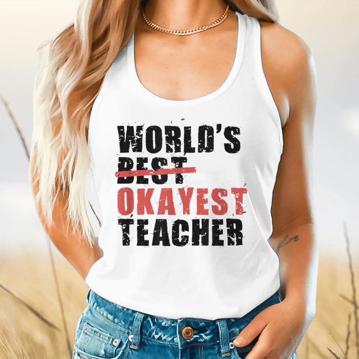 World's Best Okayest Teacher ACY025a For Men Women Flowy Tank, gift for family, gift for coworker World's Best Okayest Teacher ACY025a For Men Women Flowy Tank, gift for family, gift for coworker