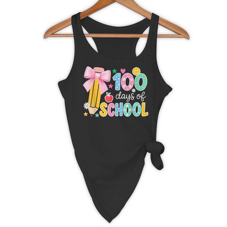 100 Days Of School Preppy 100th Day Of School Teachers Girls Flowy Tank, novelty gifts, funny gifts