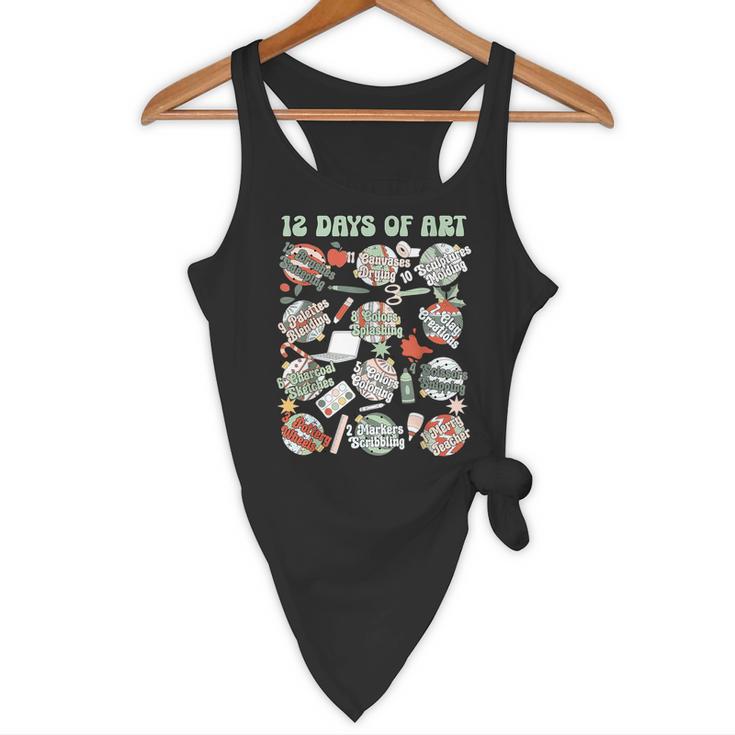 12 Days Of Art Teacher Christmas Artists Painter Educational Flowy Tank, novelty gifts, funny gifts 12 Days Of Art Teacher Christmas Artists Painter Educational Flowy Tank, novelty gifts, funny gifts