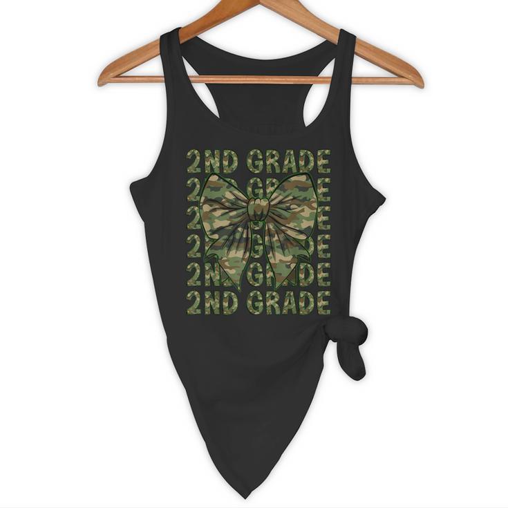 2nd Grade Teacher Student Camo Bow Back To School Flowy Tank, novelty gifts, funny gifts