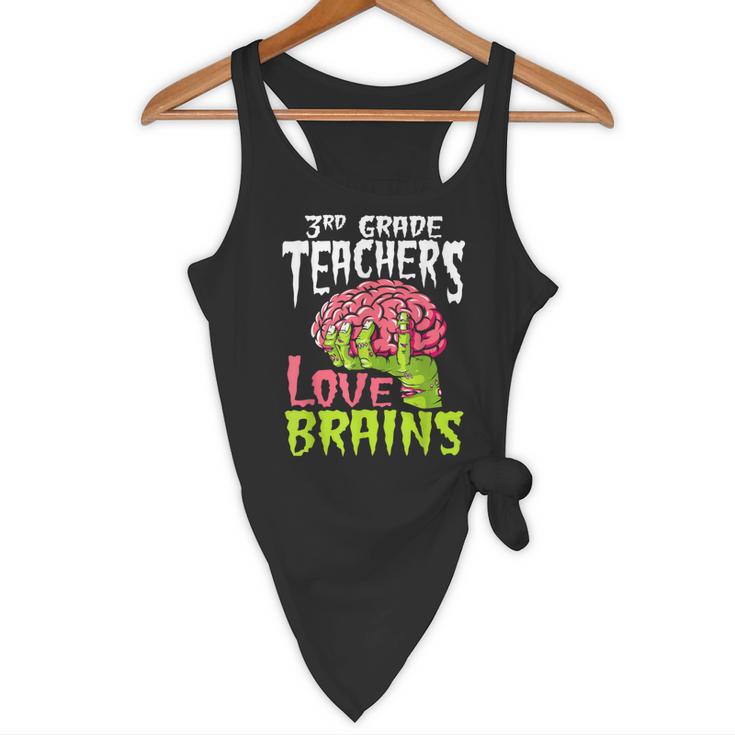 3rd Grade Teachers Love Brains Zombie Teacher Halloween Flowy Tank, novelty gifts, funny gifts