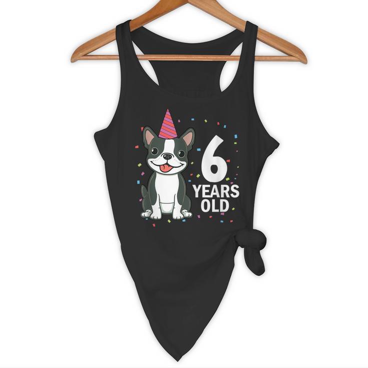 6 Years Old Birthday Boston Terrier Dog Lover 6th Party Kid Flowy Tank, novelty gifts, funny gifts