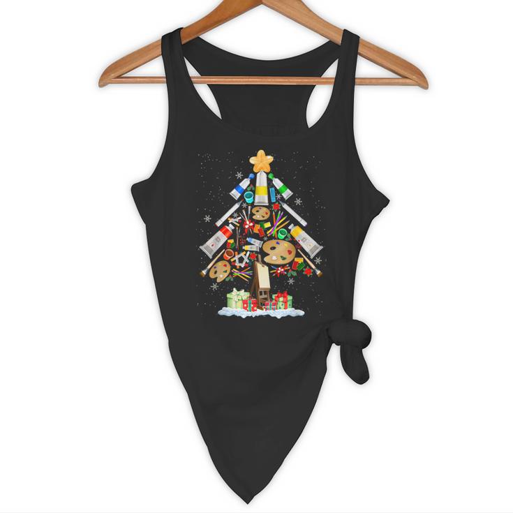 Art Christmas Tree Merry Christmas Artist Art Teacher Flowy Tank, novelty gifts, funny gifts