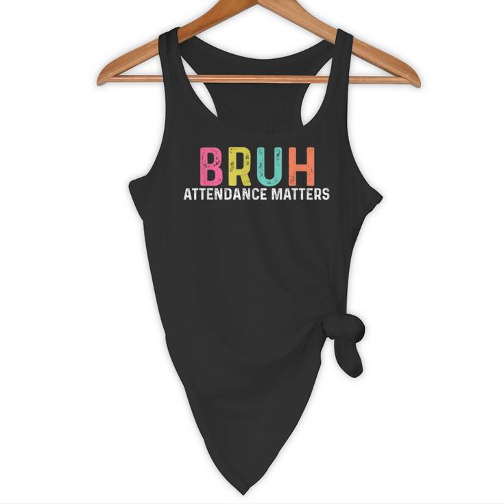 Attendance Matters Bruh Teacher School Attendance Clerk Flowy Tank, novelty gifts, funny gifts