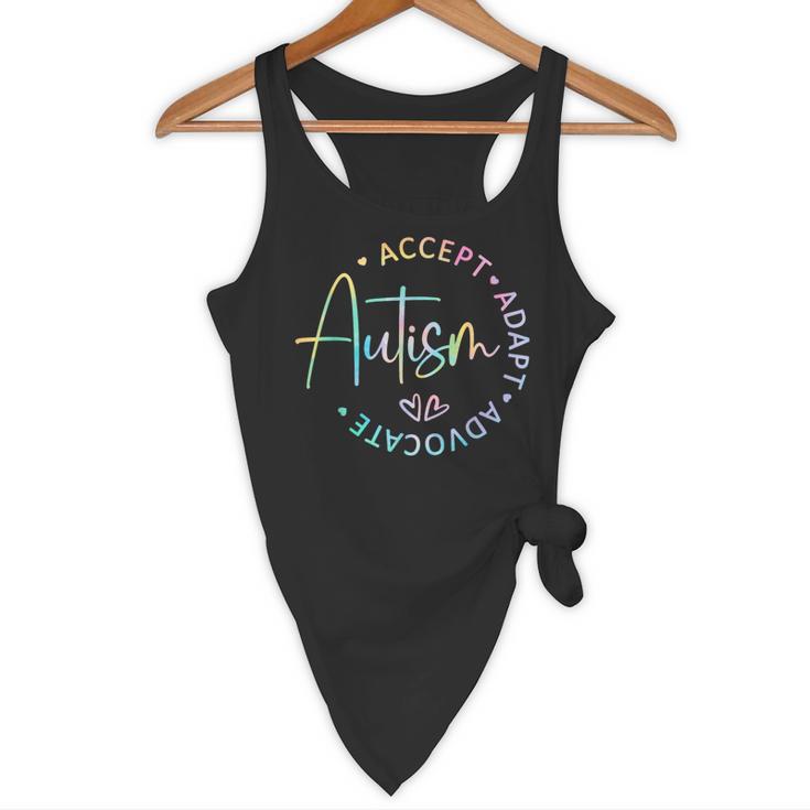 Autism Awareness Accept Adapt Advocate Autism Mom Teacher Flowy Tank, novelty gifts, funny gifts