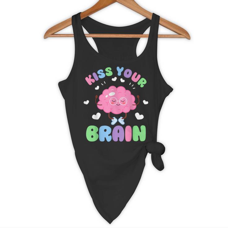Back To School Kiss Your Brain Cute Teacher Appreciation Flowy Tank, novelty gifts, funny gifts