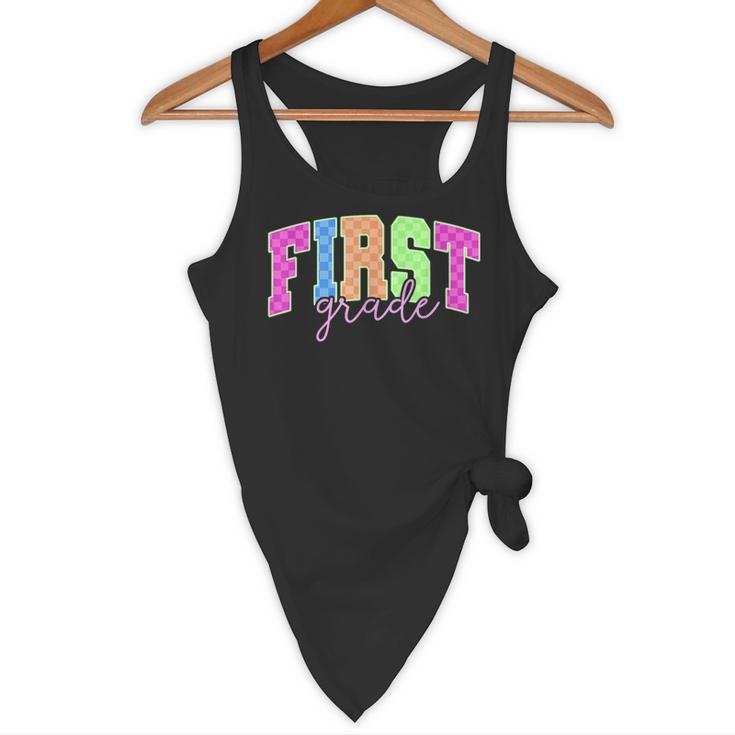 Back To School Neon Checkered First Grade Colorful Teacher Flowy Tank, novelty gifts, funny gifts Back To School Neon Checkered First Grade Colorful Teacher Flowy Tank, novelty gifts, funny gifts