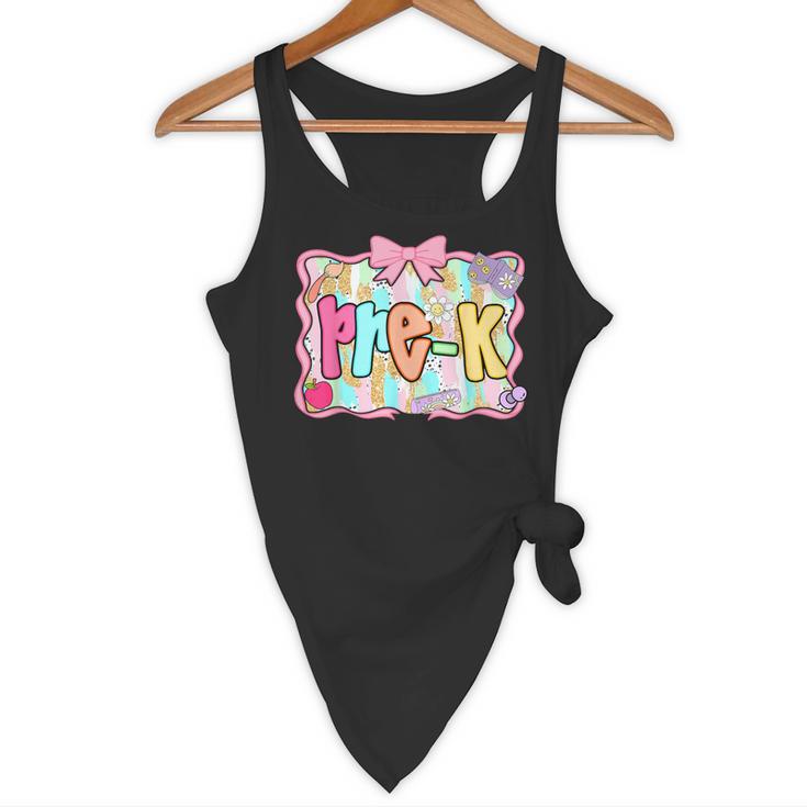 Back To School Pre-K Preppy Teacher Girl Flowy Tank, novelty gifts, funny gifts