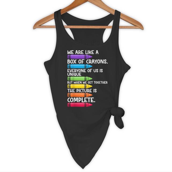 Back To School Teacher We Are Like A Box Of Crayons Flowy Tank, novelty gifts, funny gifts Back To School Teacher We Are Like A Box Of Crayons Flowy Tank, novelty gifts, funny gifts