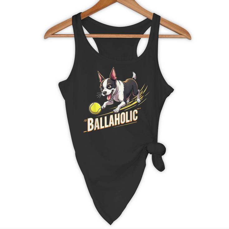 Ballaholic Boston Terrier Dog Chasing Bostie Ball Flowy Tank, novelty gifts, funny gifts