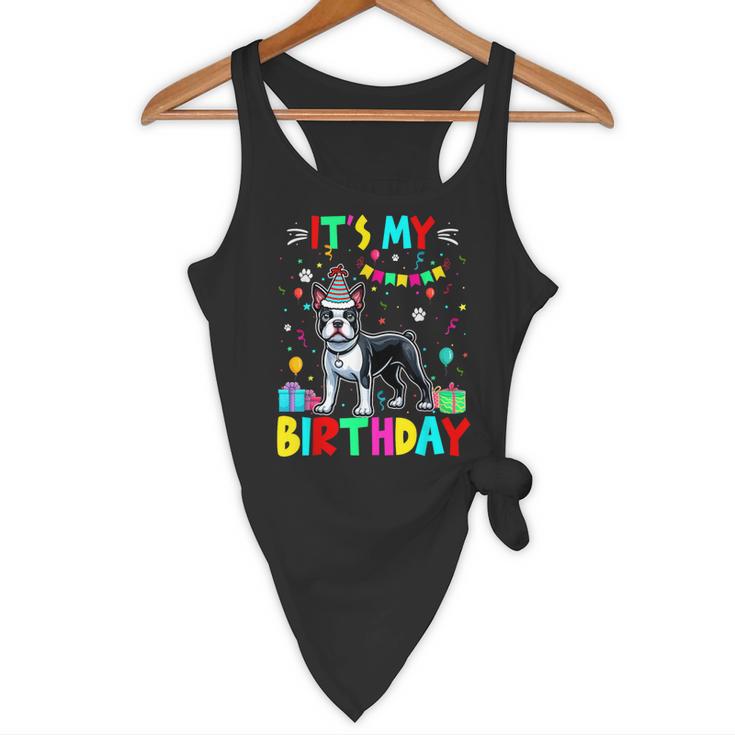 My Birthday Colorful Costume Boston Terrier Party Flowy Tank, novelty gifts, funny gifts