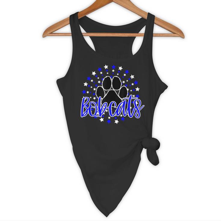 Blue Bobcats School Spirit Coquette Bow Mascot Teacher Flowy Tank, novelty gifts, funny gifts