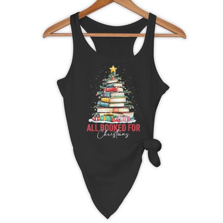 All Booked For Christmas Xmas Tree Teacher Holiday Pajamas Flowy Tank, novelty gifts, funny gifts
