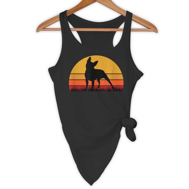 Boston Terrier Bostie Sunset Retro Dog Pet Mom Dad Flowy Tank, novelty gifts, funny gifts