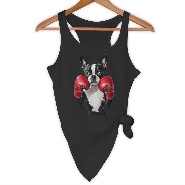 Boston Terrier Boxing Flowy Tank, novelty gifts, funny gifts