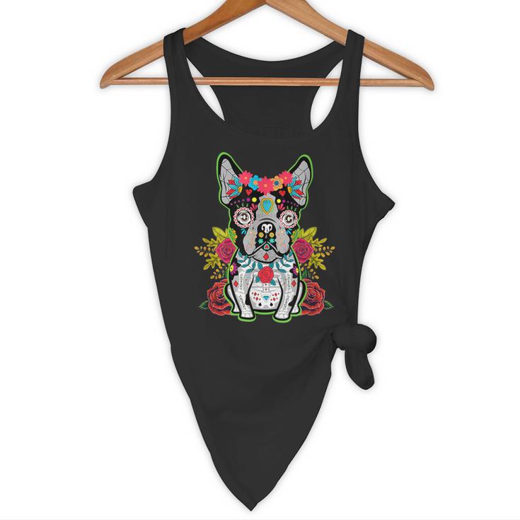 Boston Terrier Dia De Los Muertos Day Of The Dead Dog Skull For Men Women Kids Flowy Tank, novelty gifts, funny gifts