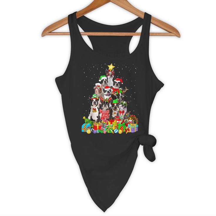 Boston Terrier Dog Christmas Tree Lights Xmas Pajama For Men Women Kids Flowy Tank, novelty gifts, funny gifts