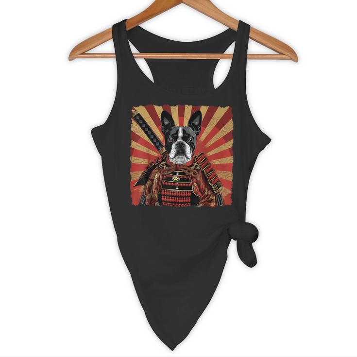 Boston Terrier Dog Japanese Art Samurai Ukiyo-e Flowy Tank, novelty gifts, funny gifts