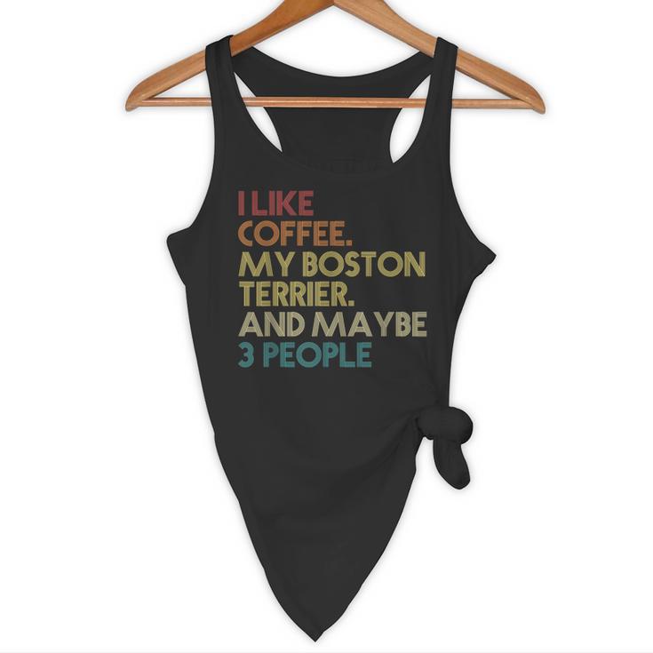 Boston Terrier Dog Owner Coffee Lovers Quote Vintage Retro For Men Women Flowy Tank, novelty gifts, funny gifts