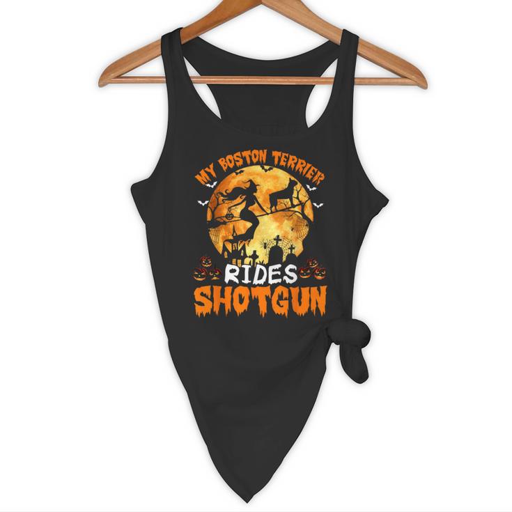 My Boston Terrier Dog Rides Shotgun Witch Halloween Men Women Flowy Tank, novelty gifts, funny gifts