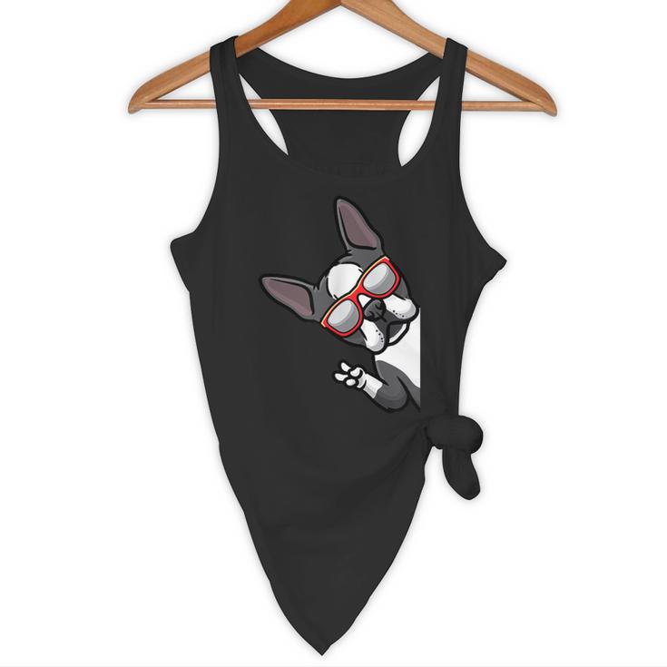 Boston Terrier Dog From Side Boston Bull Flowy Tank, novelty gifts, funny gifts