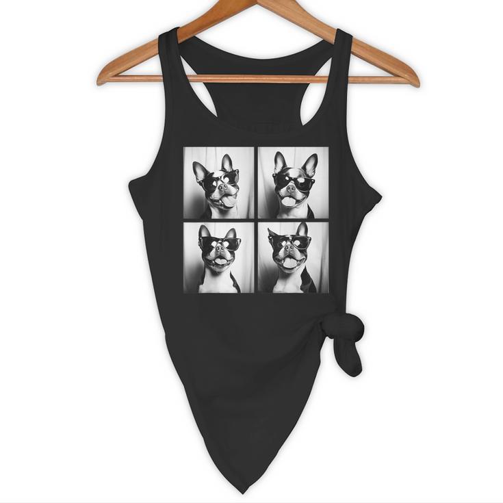 Boston Terrier Dogs With Sunglasses Photo Pets Meme Flowy Tank, novelty gifts, funny gifts