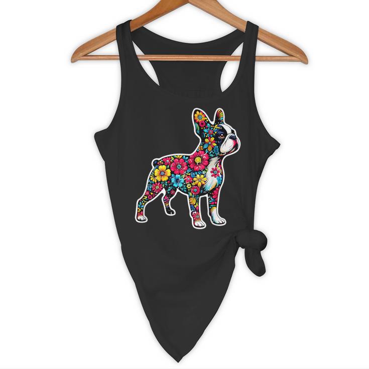 Boston Terrier Floral Vintage Dog Mom Distressed Men Women Kids Flowy Tank, novelty gifts, funny gifts