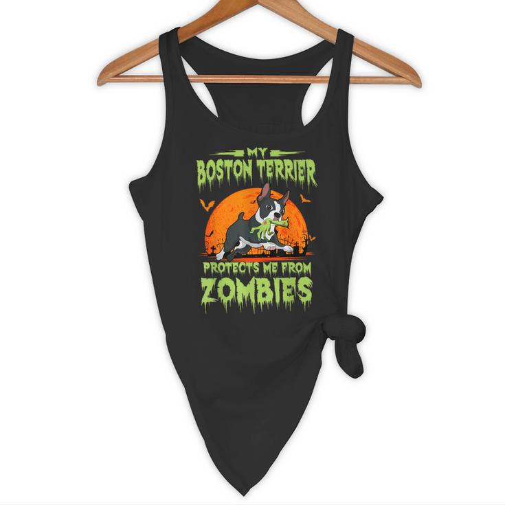 Boston Terrier Halloween Zombie American Gentleman Dog Lover Flowy Tank, novelty gifts, funny gifts