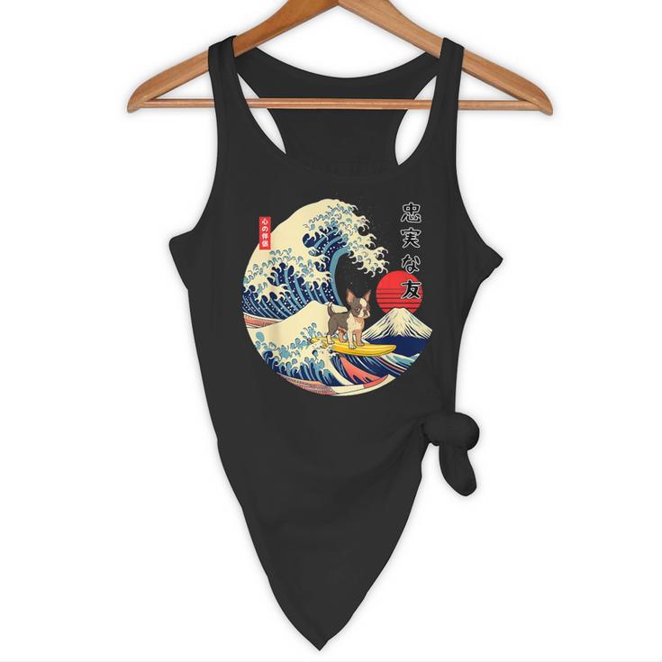 Boston Terrier Japanese Kanagawa Wave Surf Loyal Dog Men Women Kids Flowy Tank, novelty gifts, funny gifts