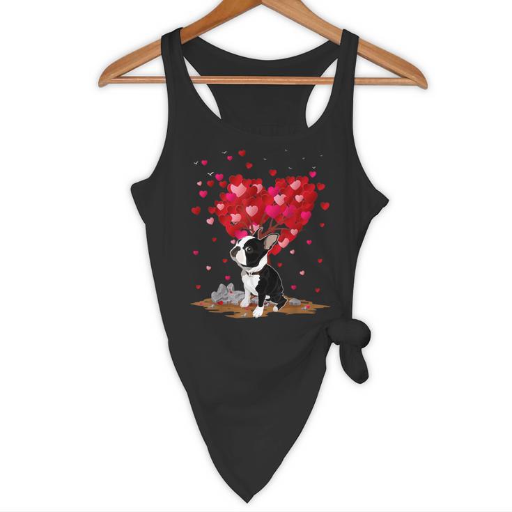 Boston Terrier Lover Heart Shape Boston Terrier Valentine Flowy Tank, novelty gifts, funny gifts