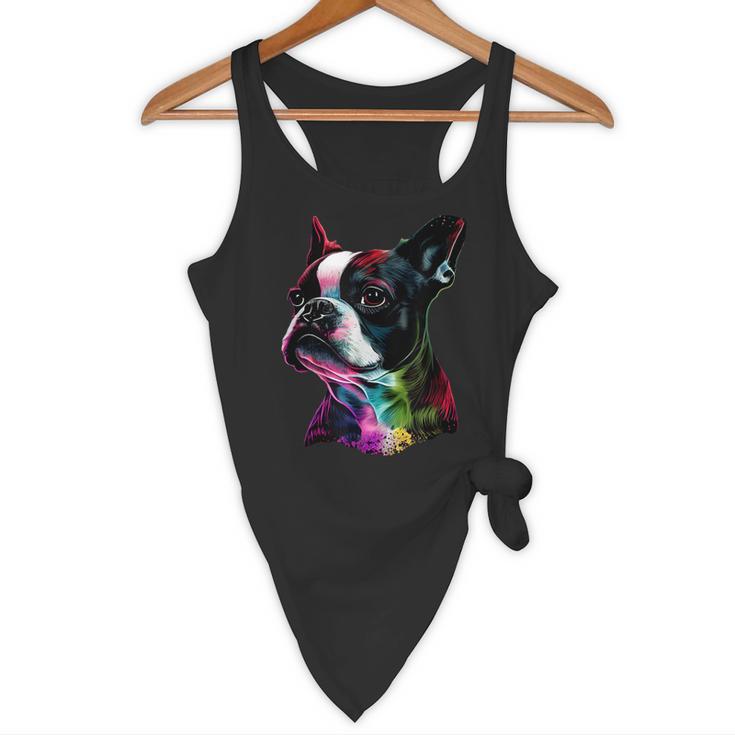 Boston Terrier Lovers Colorful Pop Art Boston Terrier Flowy Tank, novelty gifts, funny gifts