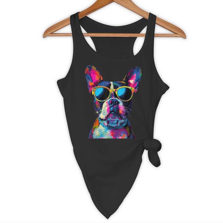 Boston Terrier Lovers Pop Art Boston Terrier Flowy Tank, novelty gifts, funny gifts