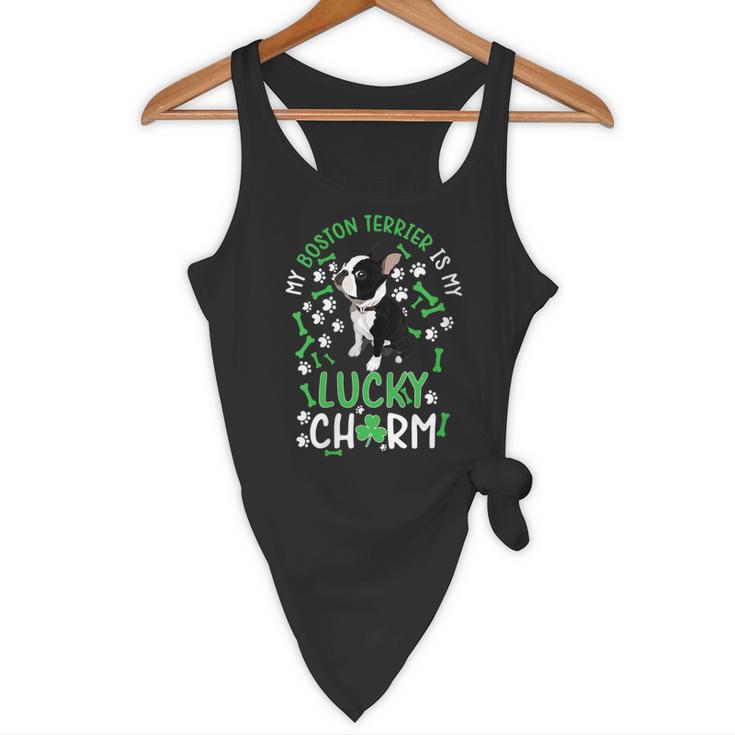 My Boston Terrier Is My Lucky Charm Paw Dog St Patrick's Day Flowy Tank, novelty gifts, funny gifts