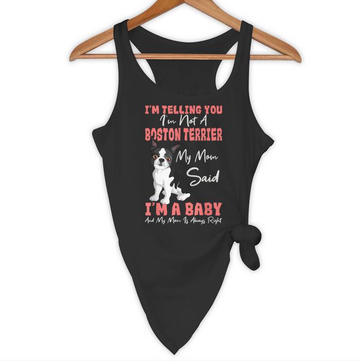 Boston Terrier Mom American Gentleman Dog Lover Mother's Day Flowy Tank, novelty gifts, funny gifts