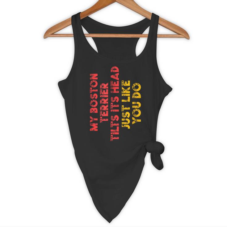 Boston Terrier Mom Dad Dog Lover Owner Women Men Flowy Tank, novelty gifts, funny gifts