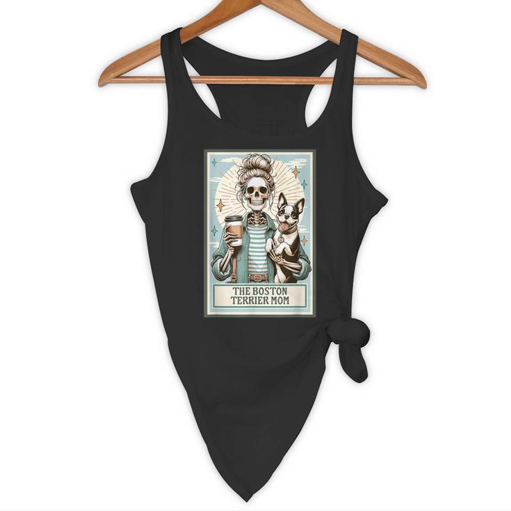 The Boston Terrier Mom Skeleton Spooky Season Halloween Flowy Tank, novelty gifts, funny gifts