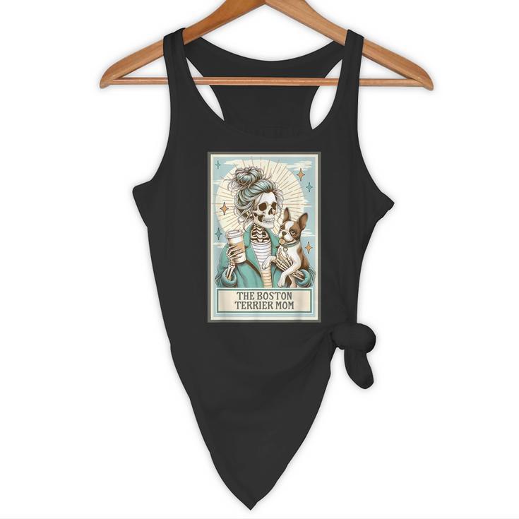 Boston Terrier Mom Skeleton Tarot Card Witch Vibes Dog Mom Flowy Tank, novelty gifts, funny gifts