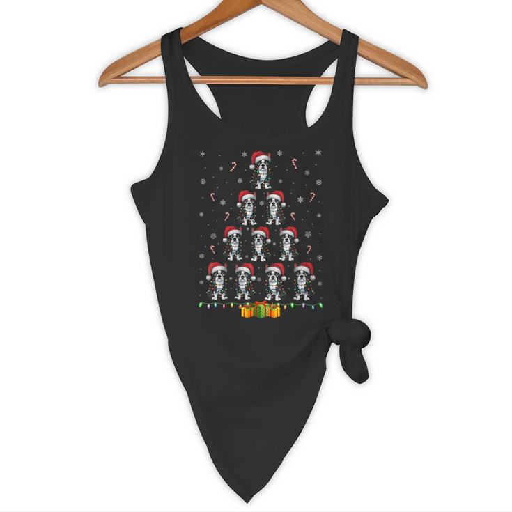 Boston Terrier Santa Hat Xmas Light Men Women Christmas Tree Flowy Tank, novelty gifts, funny gifts