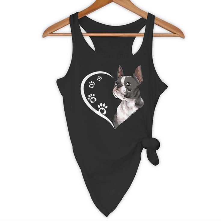 Boston Terrier Shirts For Women Girls Kids Heart Cute Flowy Tank, novelty gifts, funny gifts