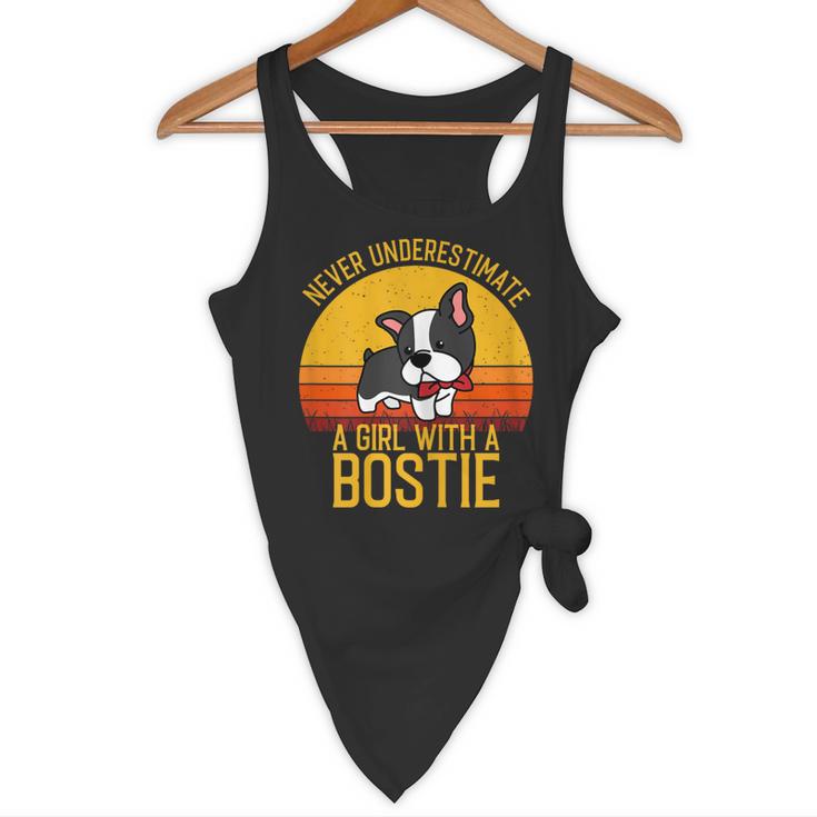 Boston Terrier Never Underestimate a Girl With a Bostie Flowy Tank, novelty gifts, funny gifts
