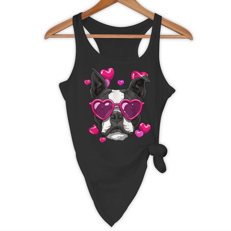 Boston Terrier Valentines Day Shirt Heart Dog Lover Flowy Tank, novelty gifts, funny gifts