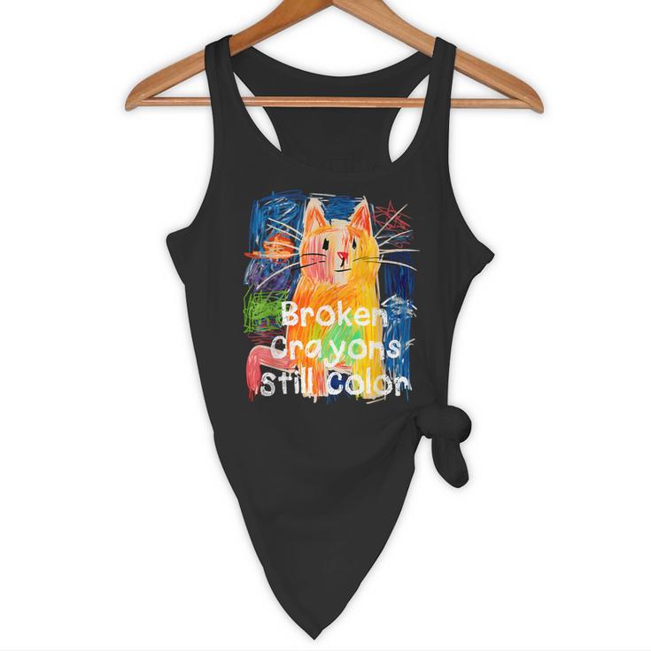 Broken Crayons Still Color Cat Teacher Flowy Tank, novelty gifts, funny gifts Broken Crayons Still Color Cat Teacher Flowy Tank, novelty gifts, funny gifts