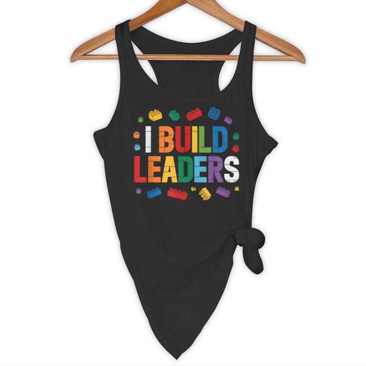 I Build Leaders Bricks Building Blocks Teacher Brick Builder Flowy Tank, novelty gifts, funny gifts