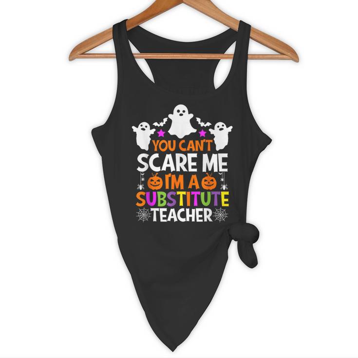 You Can't Scare Me I'm A Substitute Teacher Shirt Halloween Flowy Tank, novelty gifts, funny gifts